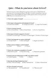 English Worksheet: Ireland Quiz