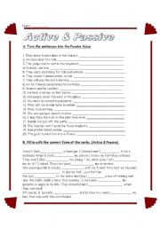 English Worksheet: Active - Passive
