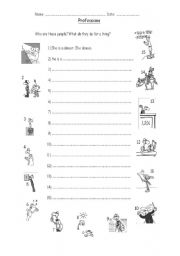 English Worksheet: Professions + Present Simple