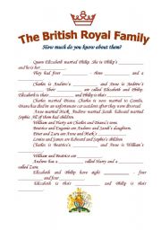 English Worksheet: The British royal family