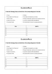English Worksheet: Classroom rules