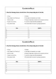 English Worksheet: Classroom rules