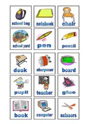 English Worksheet: bingo - school - readers card - part two