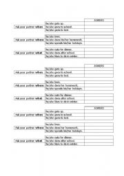 English Worksheet: speaking task with when where and what