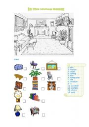 English Worksheet: In the Living Room
