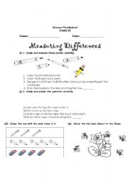 English worksheet: measuring differences