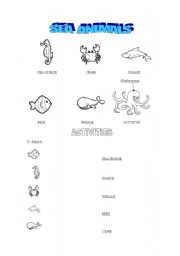 English Worksheet: Sea animals