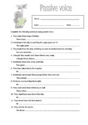 English Worksheet: Passive voice