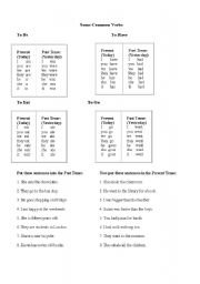English Worksheet: Common  Verbs present and past simple