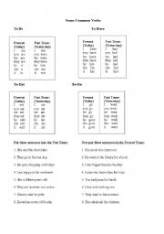 Common  Verbs present and past simple