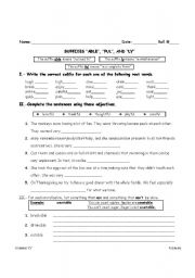 English Worksheet: Suffixes ABLE, FUL and LY