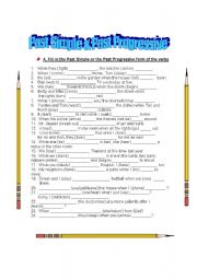 English Worksheet: Past simple & Past progressive