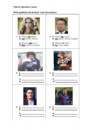 English Worksheet: He/his/she/her