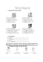 English Worksheet: Workers