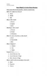 English Worksheet: book review