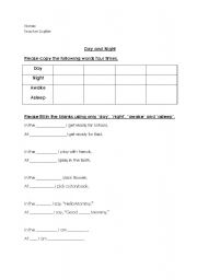 English Worksheet: Day and Night