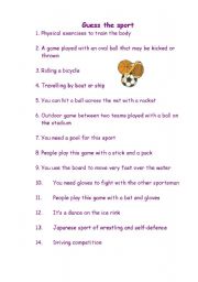 English Worksheet: Guess sports