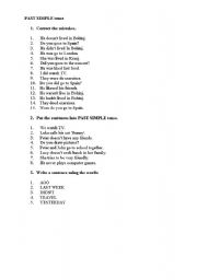 English worksheet: past simple exercises