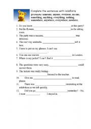 English Worksheet: Indefinite pronouns