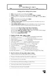 English Worksheet: Relative clauses