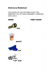 English worksheet: dictionary worksheet