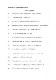 English Worksheet: reported speech practice