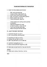 English worksheet: Song. Please Mr. Postman