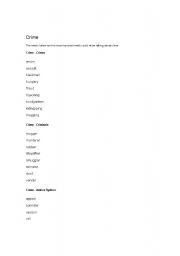 English worksheet: voc. crime