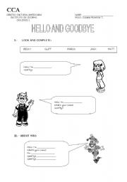 English Worksheet: hello and goodbye