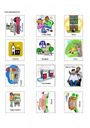 English Worksheet: Neighborhood Cards