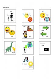 English Worksheet: Opposites Cards