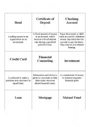 English worksheet: Banking Terms 