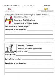 English Worksheet: Inventions