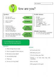 English Worksheet: How are you? Expressions 