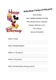 Mickey Mouse Invitation