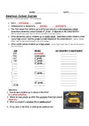 English Worksheet: American School System