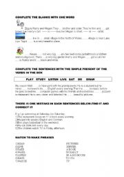 English Worksheet: 5  th grade  smple present