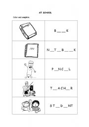 English worksheet: At school