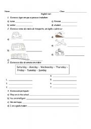 English worksheet: vocabulary test