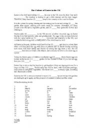English Worksheet: Pet Exam grammar test, based on Easter in the UK