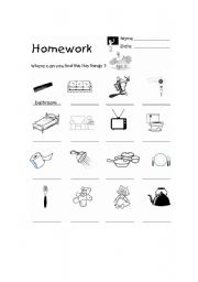 English worksheet: At home