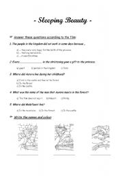 English Worksheet: Sleeping Beauty worksheet