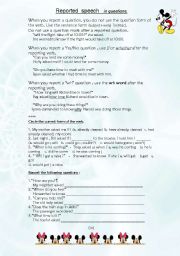 English Worksheet: Reported Speech - in questions