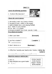 English worksheet: quiz