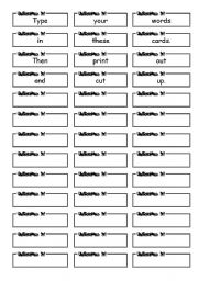 English worksheet: unscrambled cards 