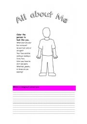 English Worksheet: All about me