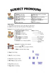 English Worksheet: Subject Pronouns