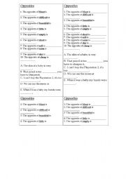 English worksheet: opposites