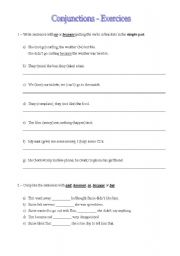 English Worksheet: Conjunctions - exercises