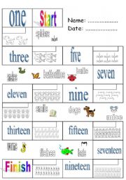 English Worksheet: numbers and animals